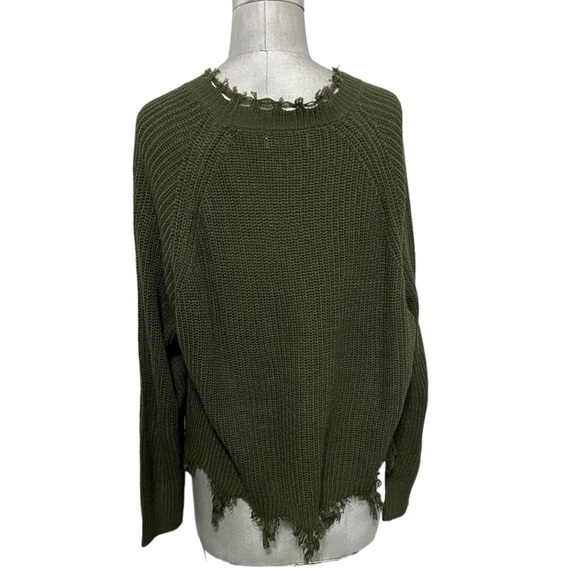 Full circle Trends Hunter Green Distressed Shredded Button Cardigan Size Large - Picture 3 of 11